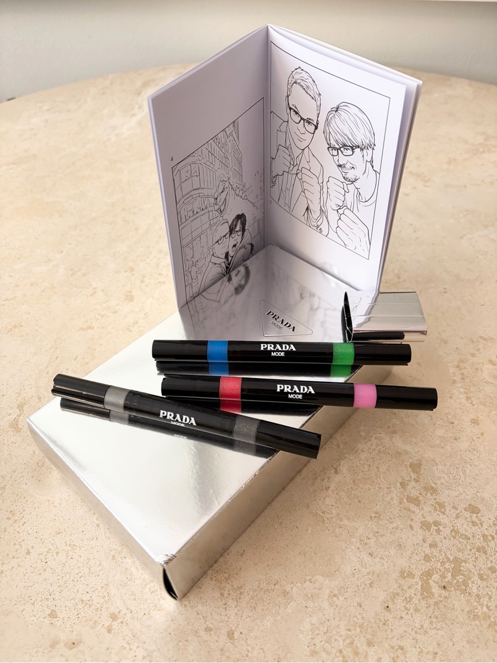 PRADA MODE Chrome Box with Coloring Book and Sparkle Colored Markers